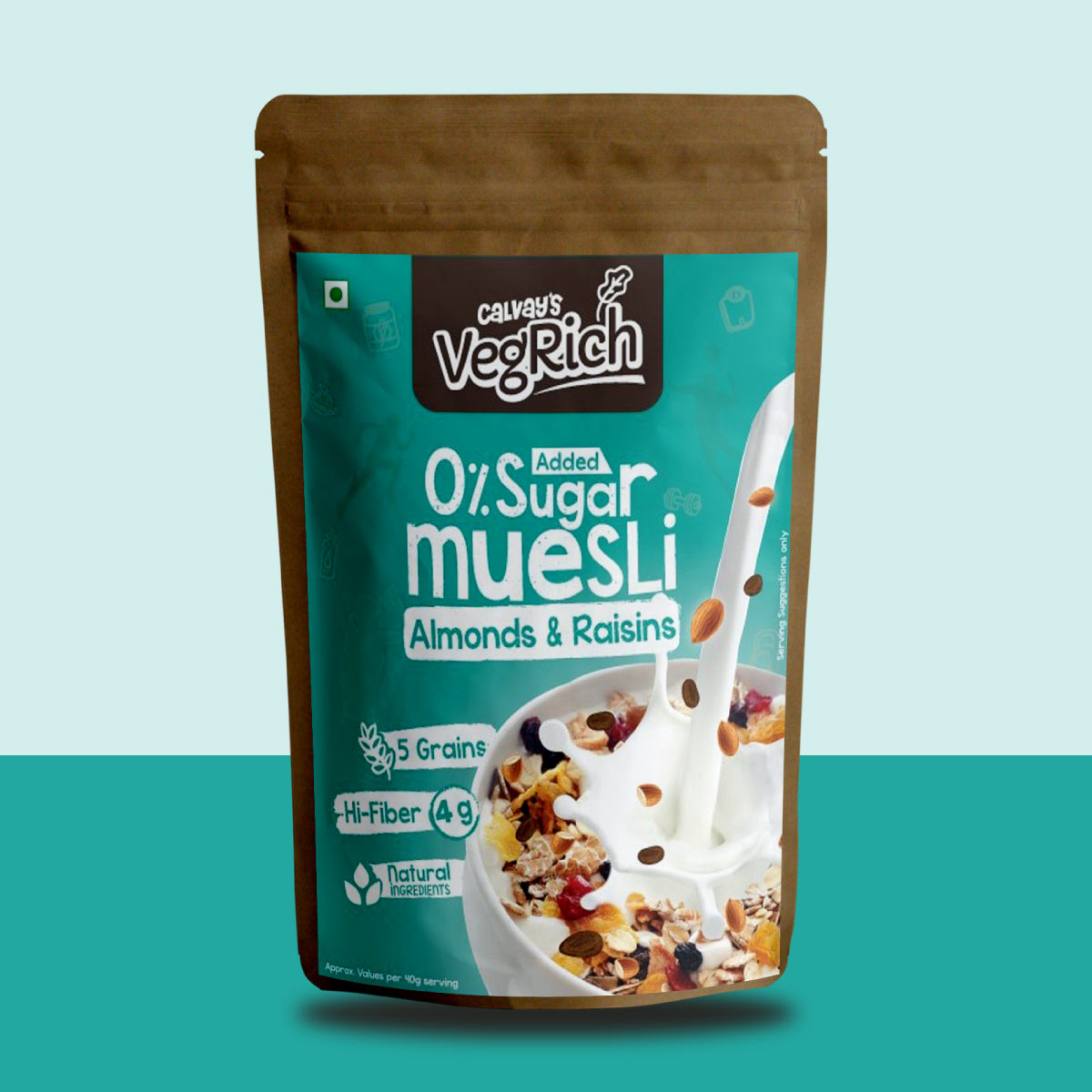 Zero sugar muesli almond and raisins front image